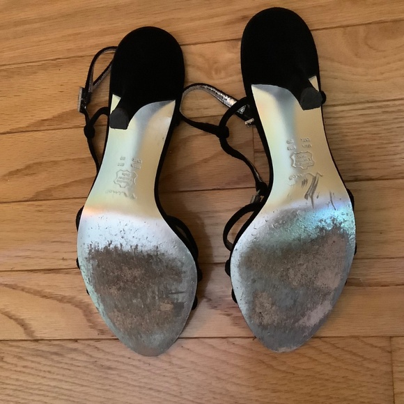 Nina Marmar Black Velvet Rhinestone High Heel Sandals SZ 39 - Picture 12 of 16